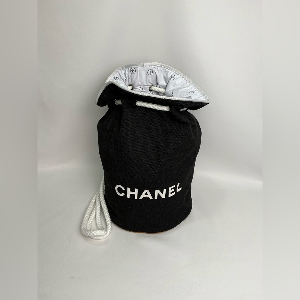 Chanel Black Drawstring Pool Beach Bag - Picture 11 of 14